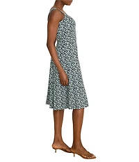 NIC + ZOE Emma Knit Vines Print Square Neck Sleeveless A-Line Dress