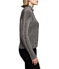 NIC + ZOE Engineered Stand Collar Long Sleeve Zip Cardigan