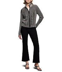 NIC + ZOE Engineered Stand Collar Long Sleeve Zip Cardigan