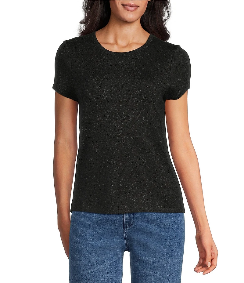 NIC + ZOE Everyday Sparkle Knit Round Neck Short Sleeve Tee