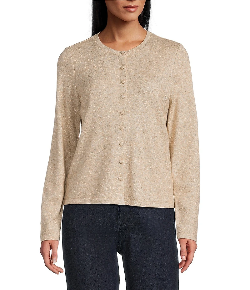 NIC + ZOE Everyday Sparkle Round Neck Long Sleeve Cardigan