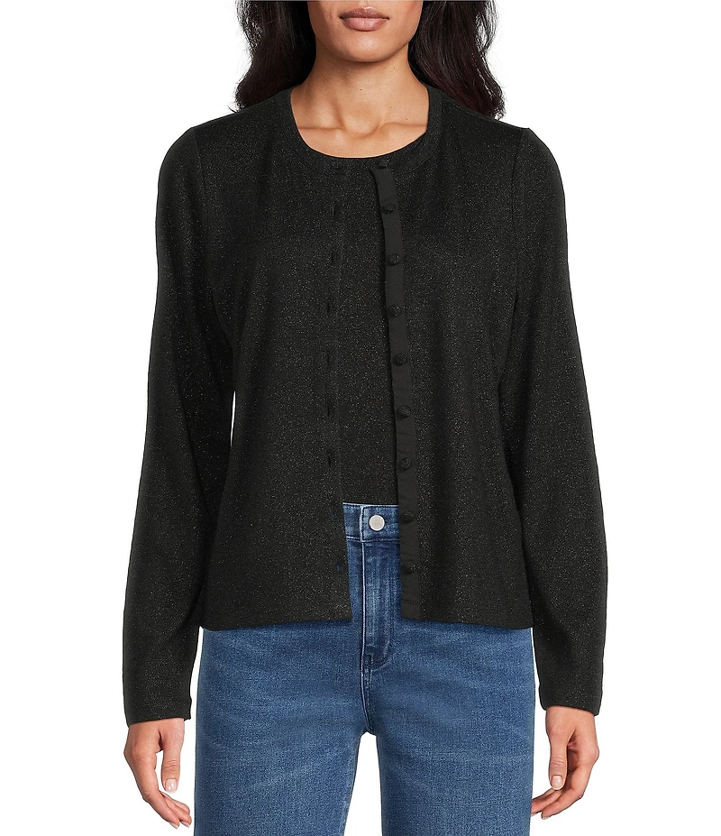 NIC + ZOE Everyday Sparkle Round Neck Long Sleeve Cardigan