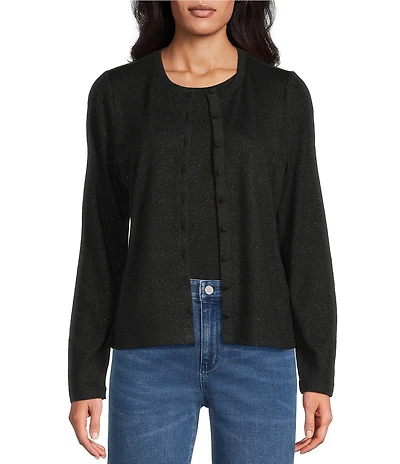 NIC + ZOE Everyday Sparkle Round Neck Long Sleeve Cardigan