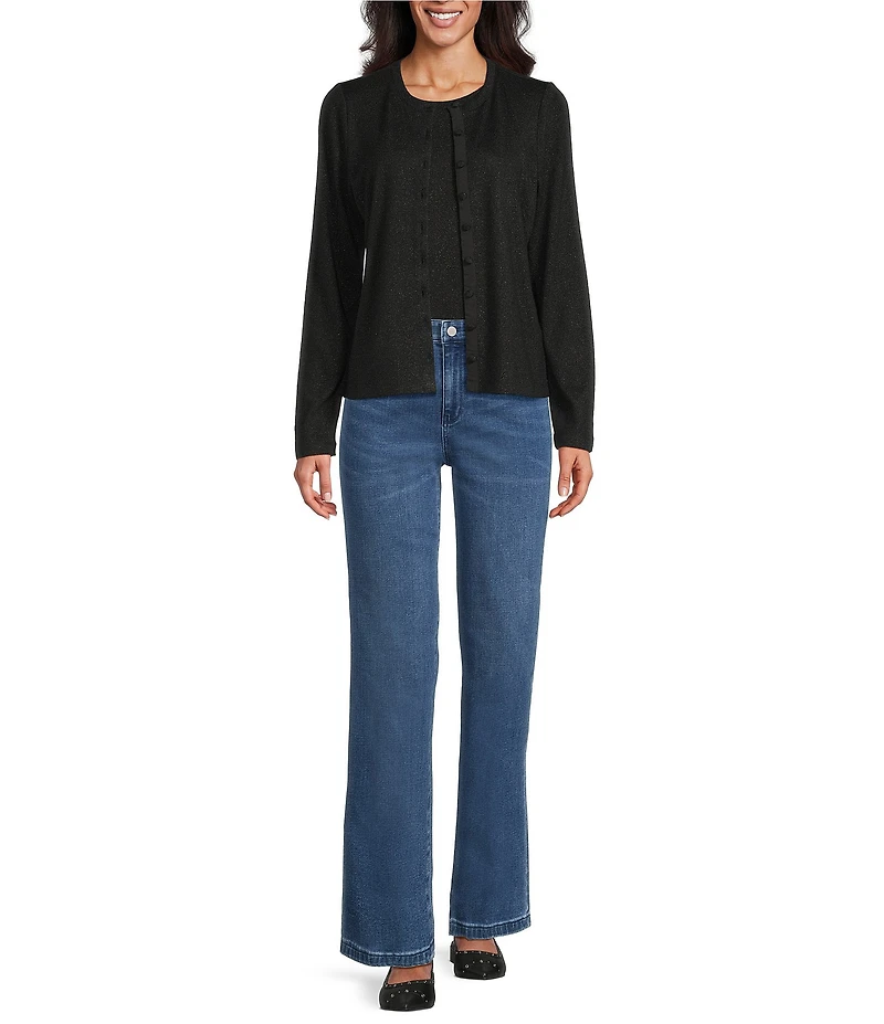 NIC + ZOE Everyday Sparkle Round Neck Long Sleeve Cardigan