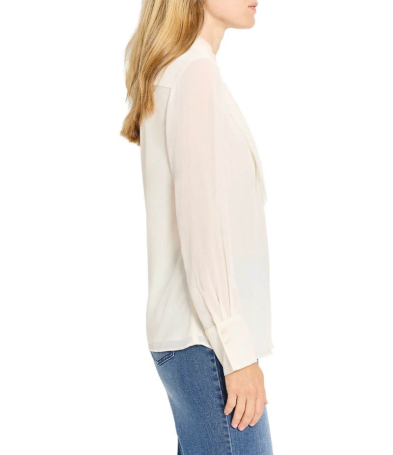 NIC + ZOE Falling Chiffon Stand Collar Long Sleeve Ruffle Top