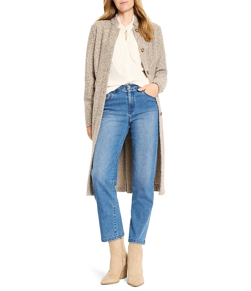 NIC + ZOE Falling Chiffon Stand Collar Long Sleeve Ruffle Top