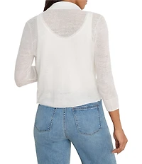 NIC + ZOE Feather Knit Notch Collar 3/4 Sleeve Open-Front Cardigan Sweater