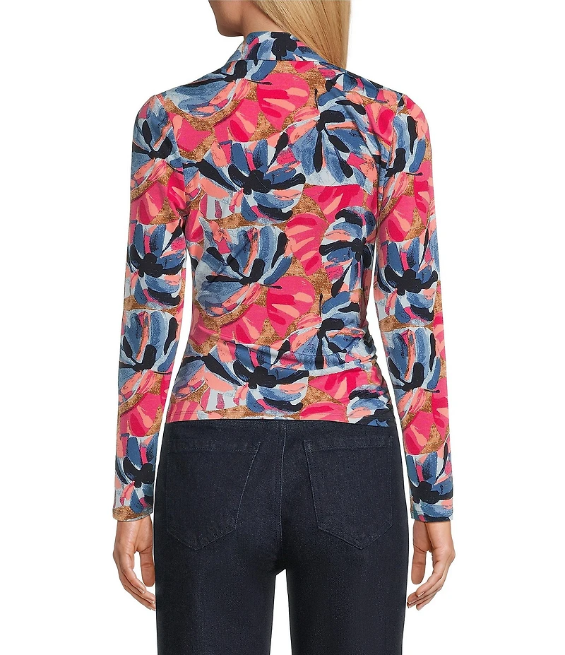 NIC + ZOE Firework Foliage Knit V-Neck Long Sleeve Wrap Top