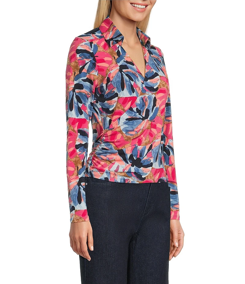 NIC + ZOE Firework Foliage Knit V-Neck Long Sleeve Wrap Top