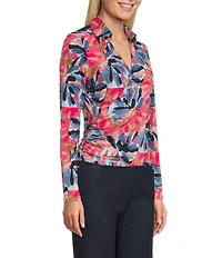 NIC + ZOE Firework Foliage Knit V-Neck Long Sleeve Wrap Top