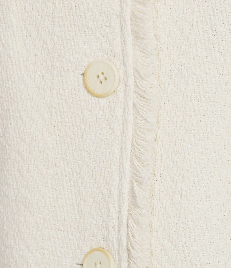 NIC + ZOE Fringe Mix Knit Rib Collar Long Sleeve Bomber Jacket