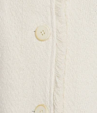 NIC + ZOE Fringe Mix Knit Rib Collar Long Sleeve Bomber Jacket