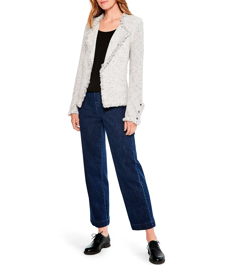 NIC + ZOE Fringe Trim Lapel Long Sleeve Snap Cuff Open Front Jacket