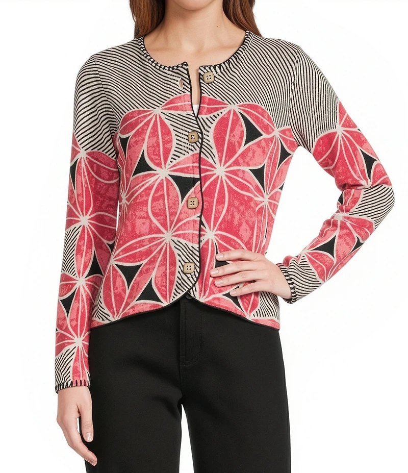 NIC + ZOE Gallery Walk Round Neck Long Sleeve Cardigan