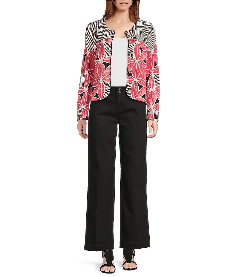 NIC + ZOE Gallery Walk Round Neck Long Sleeve Cardigan