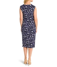NIC + ZOE Geo Pebble Knit Boat Neck Sleeveless Side Ruche Dress