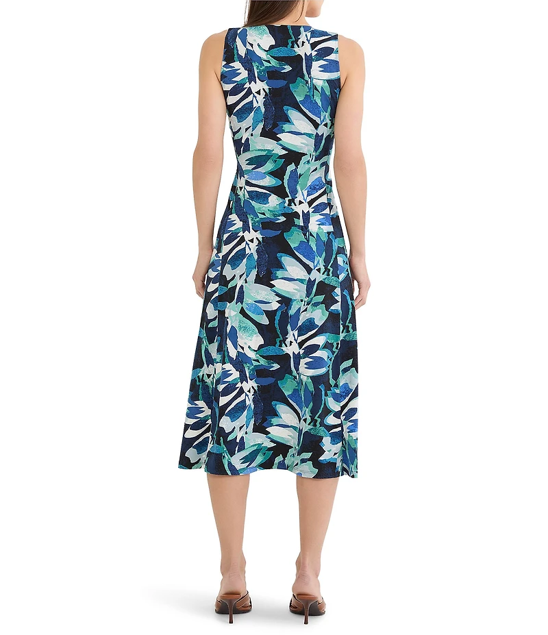 NIC + ZOE Giverny Knit Blanche Square Neck Sleeveless Midi Dress