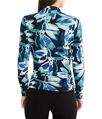 NIC + ZOE Giverny Knit Drape V-Neck Long Sleeve Faux Wrap Top