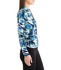 NIC + ZOE Giverny Knit Drape V-Neck Long Sleeve Faux Wrap Top