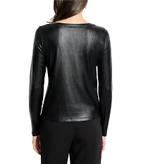 NIC + ZOE Glazed Rib Knit Boat Neck Long Sleeve Tee