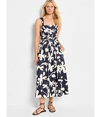 NIC + ZOE Glowing Flower Sarah Square Neck Sleeveless Fit-And-Flare Midi Dress