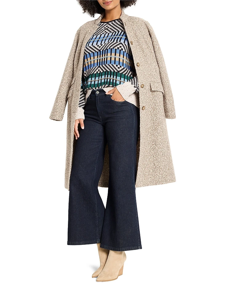 NIC + ZOE Graphic Fair Isle Pattern Knit Round Neck Long Sleeve Sweater