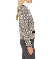 NIC + ZOE Grid Mix Knit V-Neck Long Sleeve Cardigan