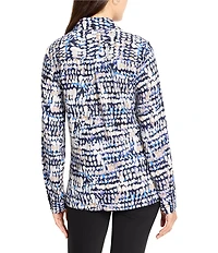 NIC + ZOE Harvest Dot Print Shirt Collar Long Sleeve Top