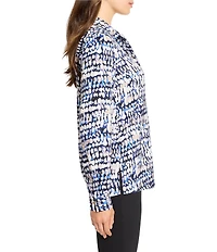 NIC + ZOE Harvest Dot Print Shirt Collar Long Sleeve Top