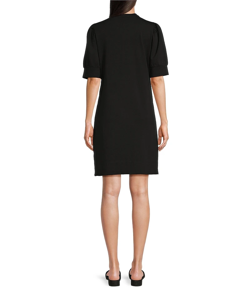 NIC + ZOE Henley Split V-Neck Elbow Puff Sleeve Dress
