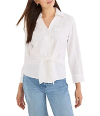 NIC + ZOE Iconic Tie Front 3/4 Sleeve Shirt
