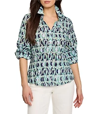 NIC + ZOE Ikat Rings Collar V-Neck Long Sleeve Button Front Shirt