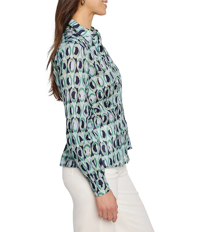NIC + ZOE Ikat Rings Collar V-Neck Long Sleeve Button Front Shirt