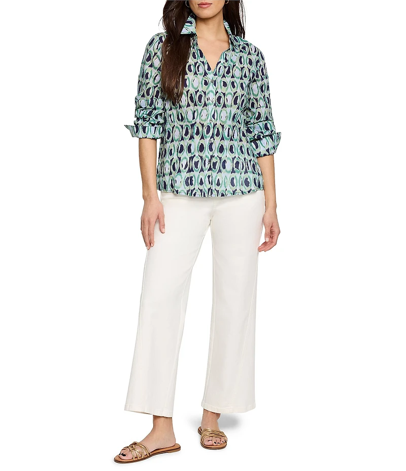 NIC + ZOE Ikat Rings Collar V-Neck Long Sleeve Button Front Shirt
