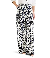 NIC + ZOE Indigo Crosshatch Linen Wide Leg Pants