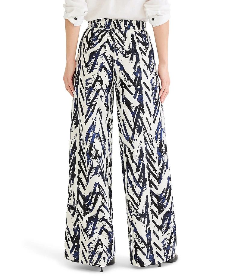NIC + ZOE Indigo Crosshatch Linen Wide Leg Pants