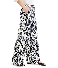 NIC + ZOE Indigo Crosshatch Linen Wide Leg Pants