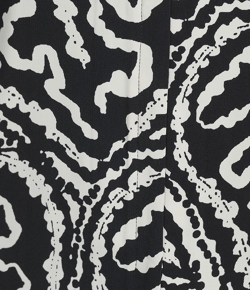 NIC + ZOE Indigo Leaf Double Crepe Split Neck Long Sleeve Top