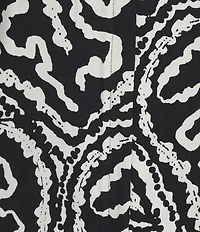 NIC + ZOE Indigo Leaf Double Crepe Split Neck Long Sleeve Top