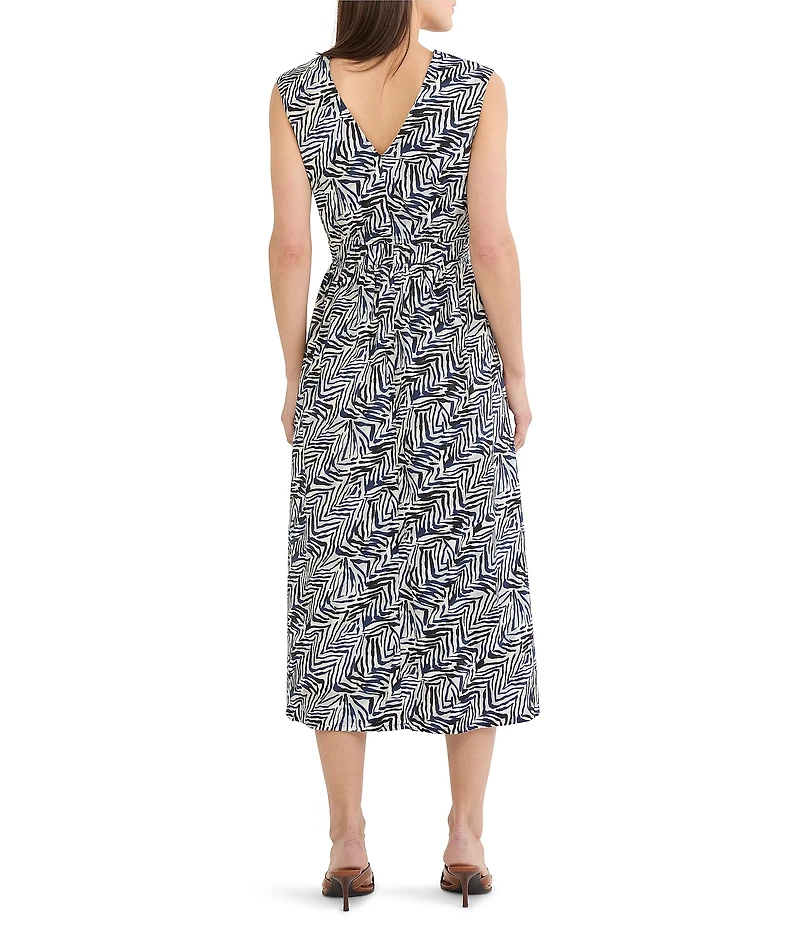 NIC + ZOE Inked Lines Dierdre V-Neck Sleeveless Midi Dress