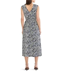 NIC + ZOE Inked Lines Dierdre V-Neck Sleeveless Midi Dress
