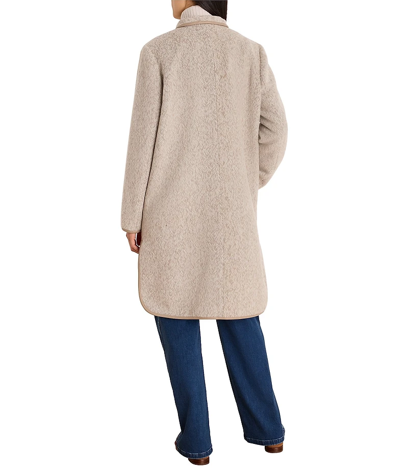 NIC + ZOE Jacquard Wool-Blend Shawl Collar Long Sleeve Herringbone Top Coat