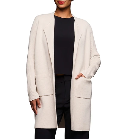 NIC + ZOE Juilette Cashmere Wool Blend Open Front Long Sleeve Coat