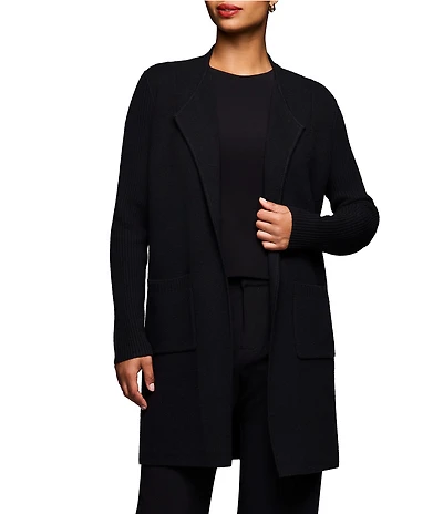 NIC + ZOE Juilette Cashmere Wool Blend Open Front Long Sleeve Coat