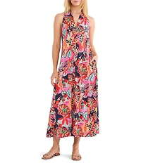 NIC + ZOE Kauai Garden Lorin Halter V-Neck Sleeveless Dress