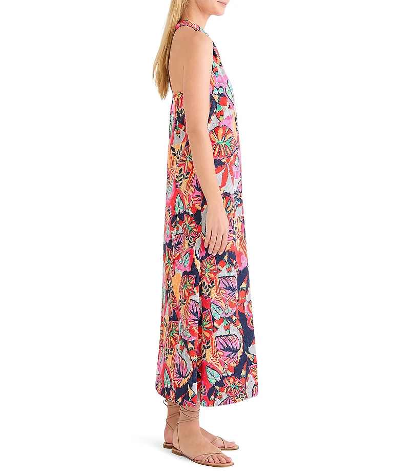 NIC + ZOE Kauai Garden Lorin Halter V-Neck Sleeveless Dress