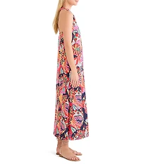NIC + ZOE Kauai Garden Lorin Halter V-Neck Sleeveless Dress