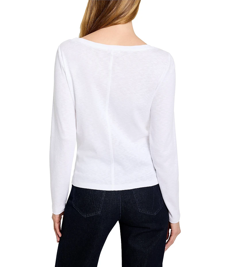 NIC + ZOE Knit Boat Neck Long Sleeve Shortie Tee