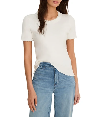 NIC + ZOE Knit Crew Neck Short Sleeve Lettuce Trim Tee