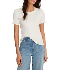 NIC + ZOE Knit Crew Neck Short Sleeve Lettuce Trim Tee